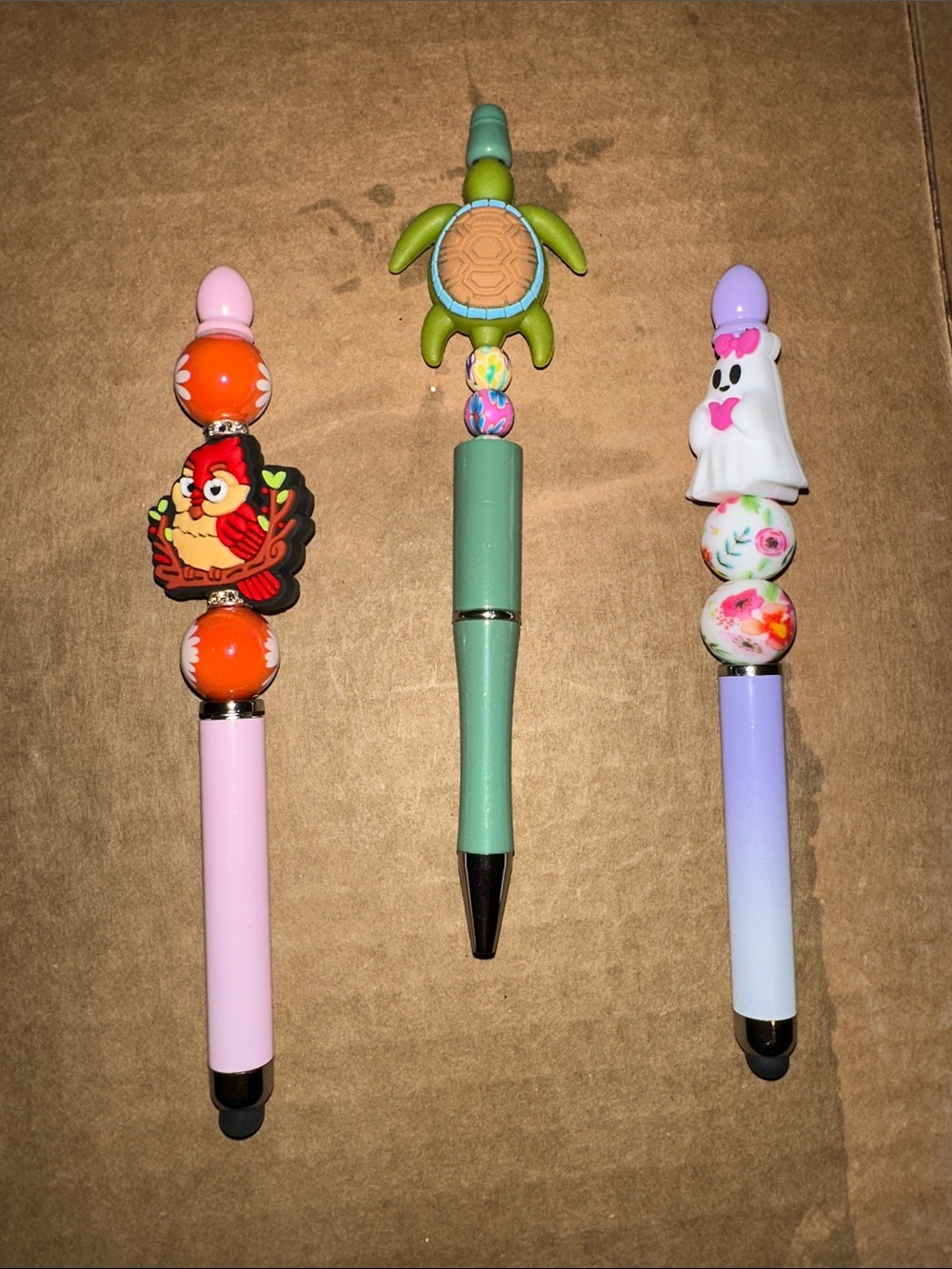 Handmade Decorative Bead Top Pen - Green Turtle $15 Each 🦩